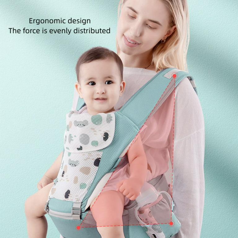 Baby Carrier 6-in-1 Ergonomic Infant Carrier, Soft Baby Holder Carrier with Hip Seat & Hood for Newborn Dad Mom, Front and Hip Carrier, Green