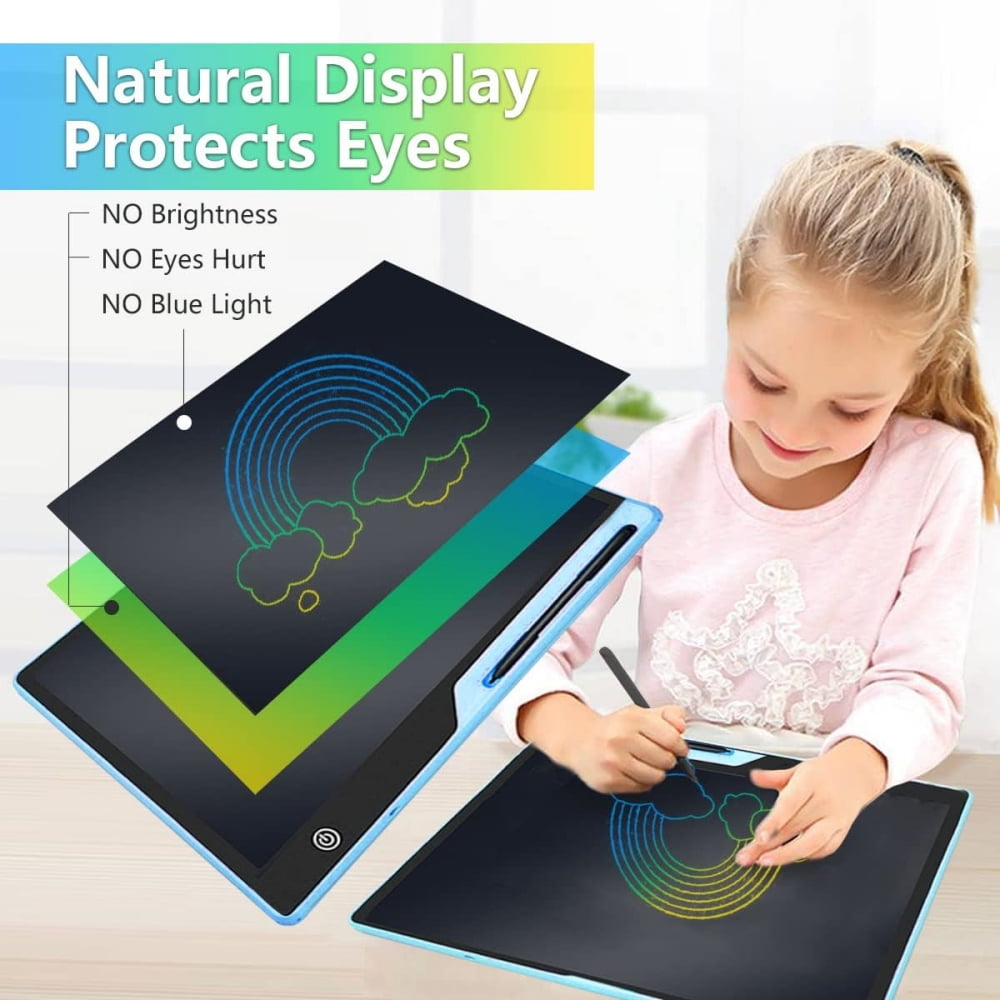 16 inch LCD Writing Tablet for Kids, USB Rechargeable, Reusable Doodle Board Writing Pad, Electronic Drawing Pads Educational Learning Toys for Boys Girls, Blue
