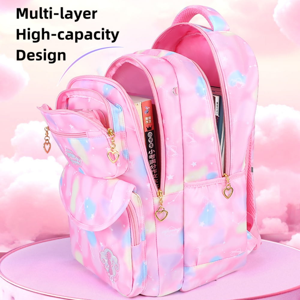 Tyethy School Backpack for Girls, Kids School Bag for Teens Girls , Students Bookbag Gifts, Pink