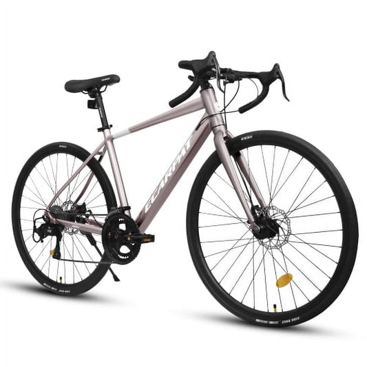 Aluminum Road Bike, Shimano 16 Speeds Mountain Bike, 700C Racing City Bicycle with Disc Brakes for Women, Pink