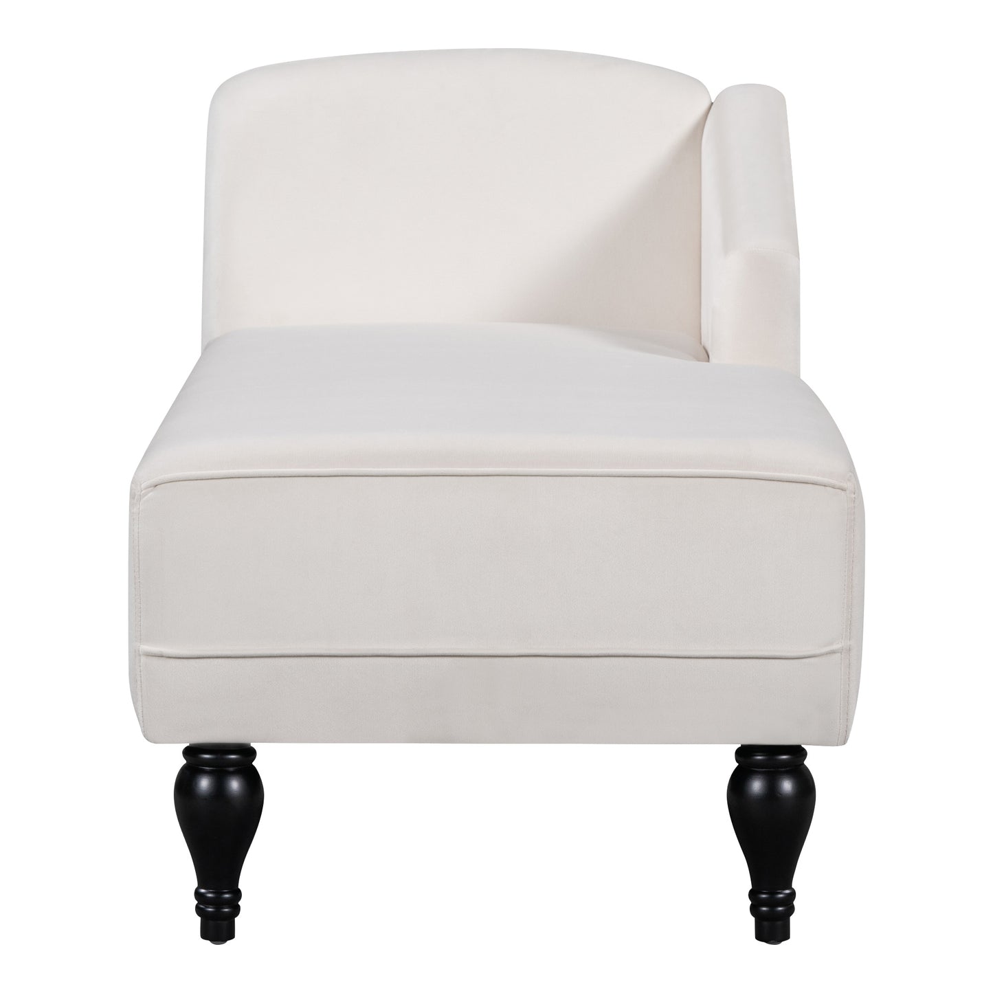 Chaise Lounges Indoor, Velvet Lounge Chair with Arm, Upholstery Sofa Recliner with Solid Wood Legs for Living Room Bedroom Office, White