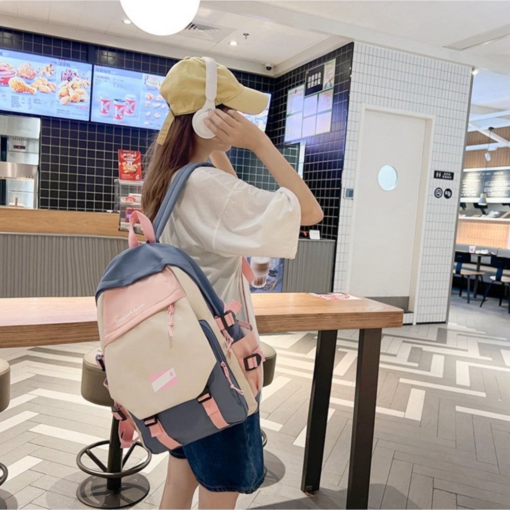 School Backpacks for Teen Girls, Nylon Waterproof Lightweight Retro College Backpack Bookbags Outdoor Daypack Fit 15.6" Laptop, Pink