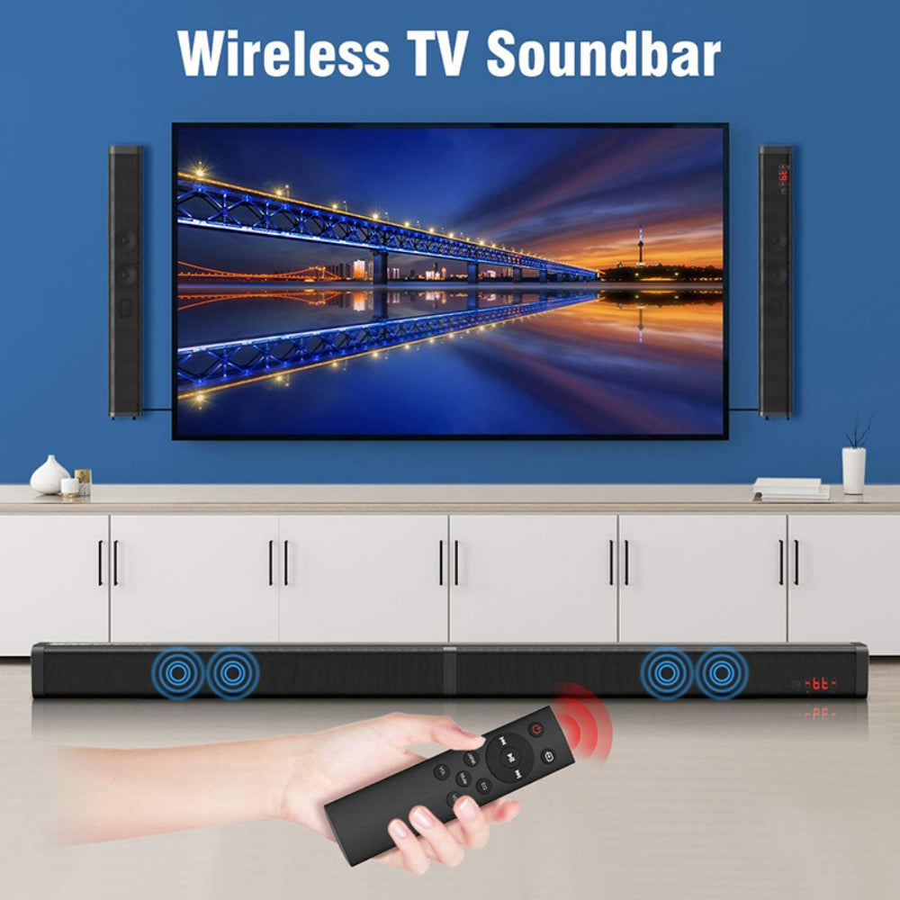 Tyethy Sound Bar for TV 120W Wireless Bluetooth 5.0 Soundbars 3D Surround Sound System Home Theater Speaker Split Soundbar