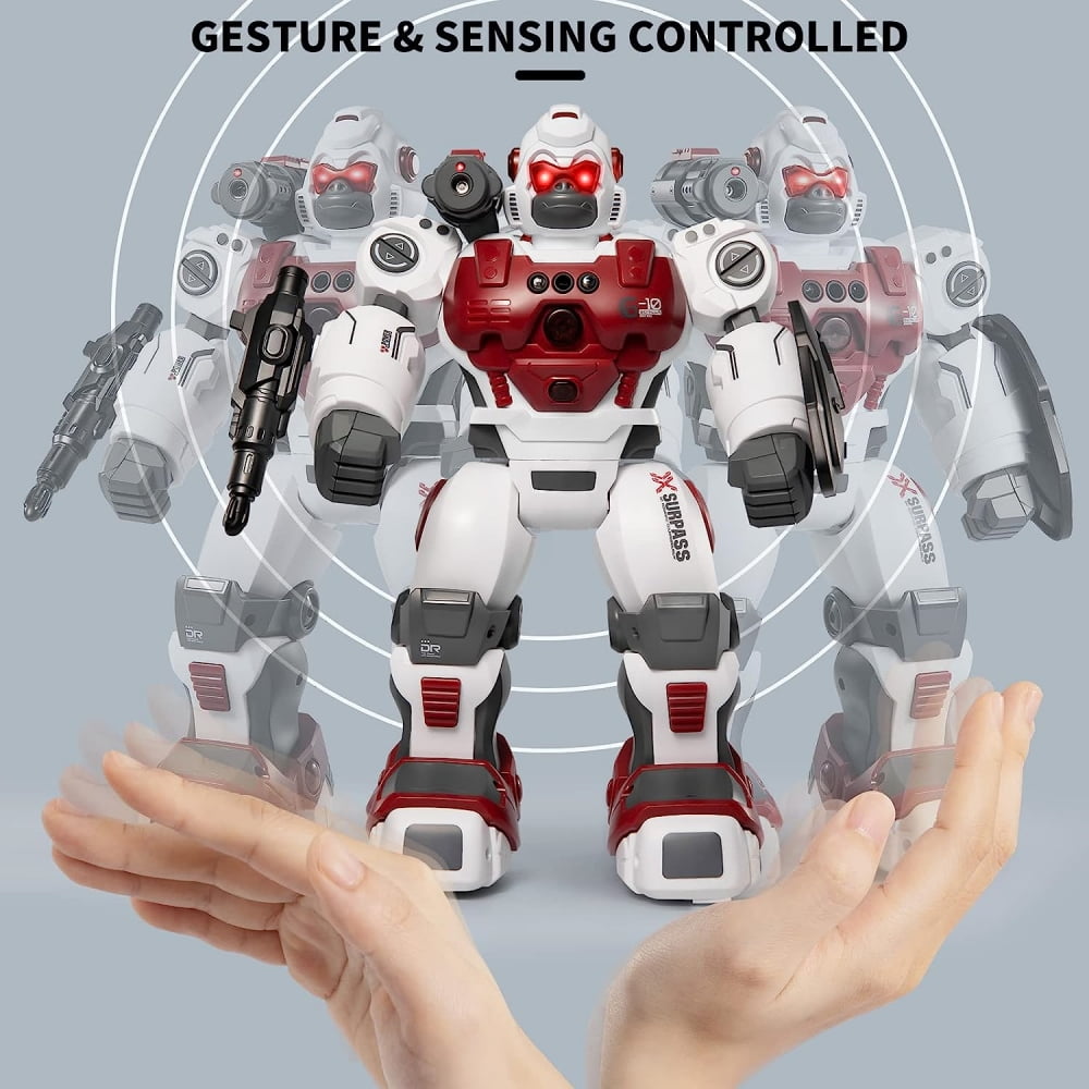 RC Robot Toy for Kids, Gesture Sensing Remote Control Robot Toys, Large Smart Programmable Robot with Spray Flame for Boys Girls Gift Age 3+