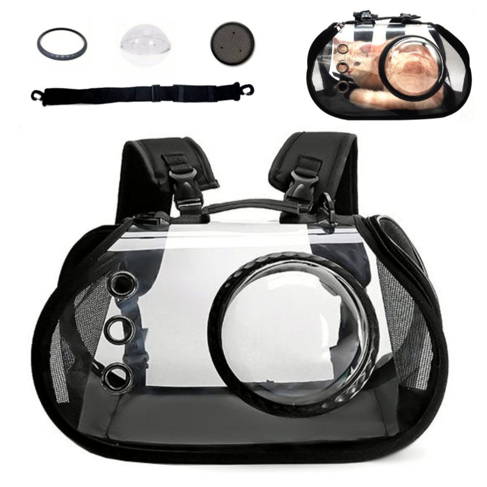 Cat Carriers Bag, Cat Space Capsule Transparent Cat Carrier Backpack Breathable Pet Carrier ,for Kitten and Small Dog up to 13 Pounds, Black