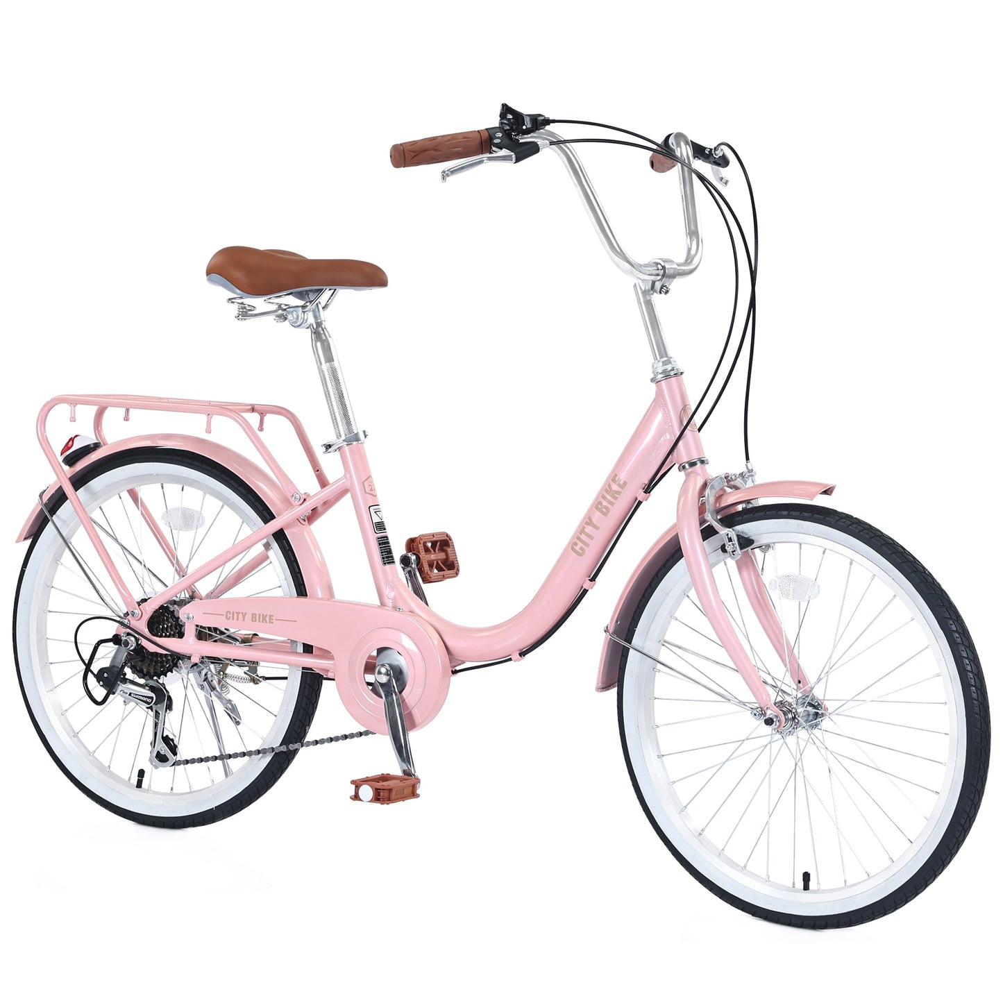 22" Girls Bike 7 Speed Aluminium Alloy Frame Kids Bicycle Cruiser Bike for Girls Women Ages 8+, Purple