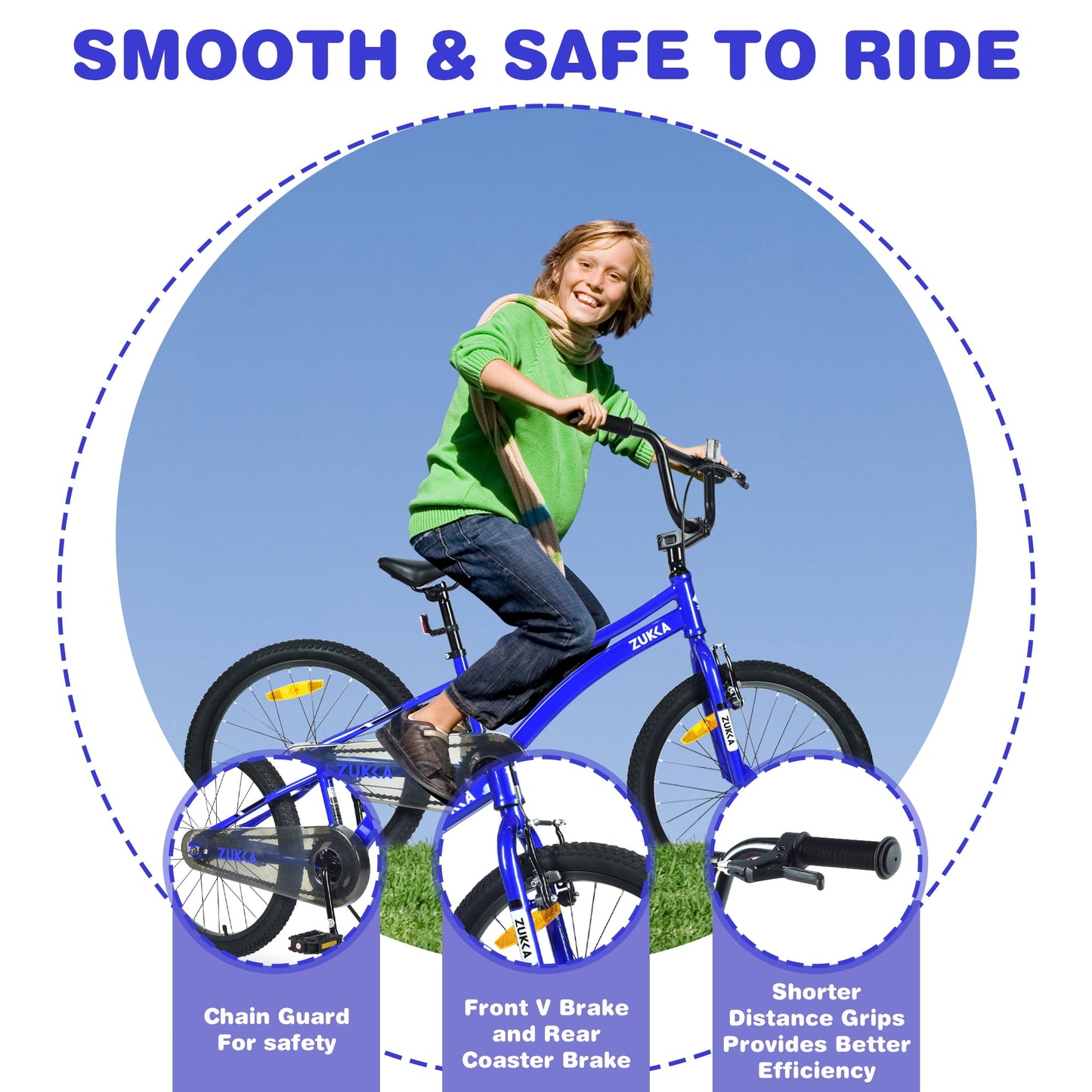 Kids Bike 20" Kids Bicycle for Boys Age 7-10 Years, Blue