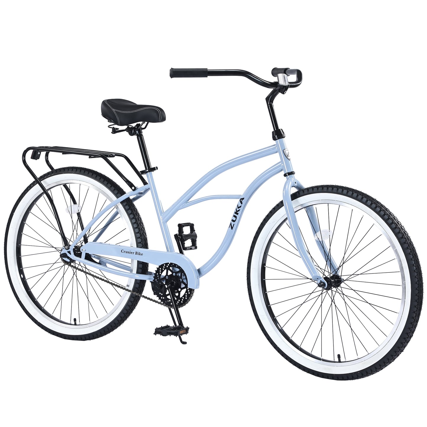 26" Cruiser Bike Single Speed Steel Frame Adults' Bicycles, Women's Beach Cruiser Bike with Rear Coaster Brakes, Blue