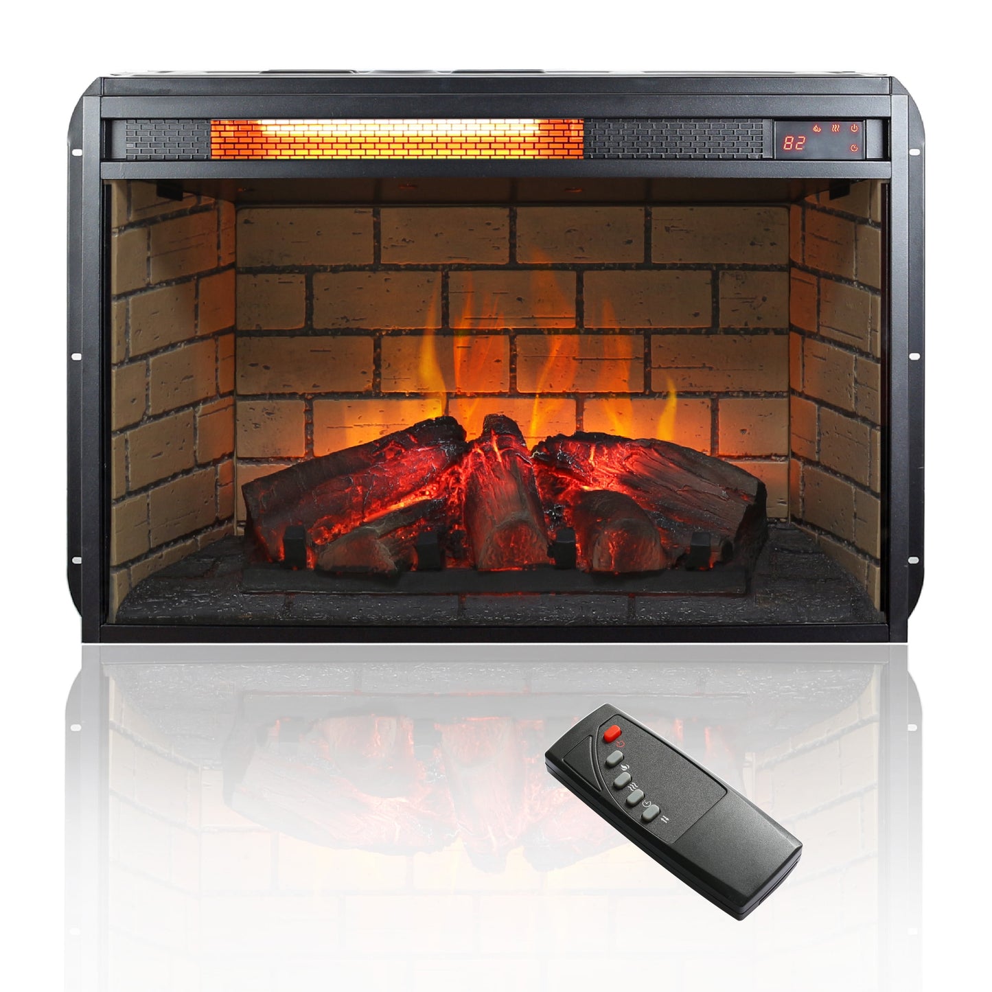 26" Electric Fireplace Insert, Retro Recessed Fireplace Heater with Remote Control, 1500W, Black