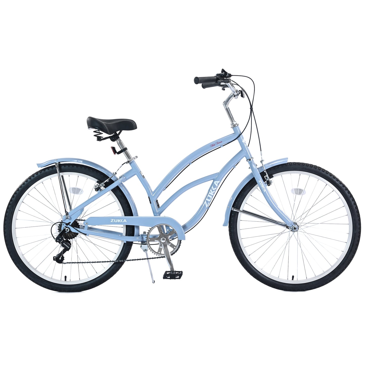 26" Women's Comfort Bike, 7 Speed Steel Frame Cruiser Bike Commuter City Bike for Girls Ladies, Purple