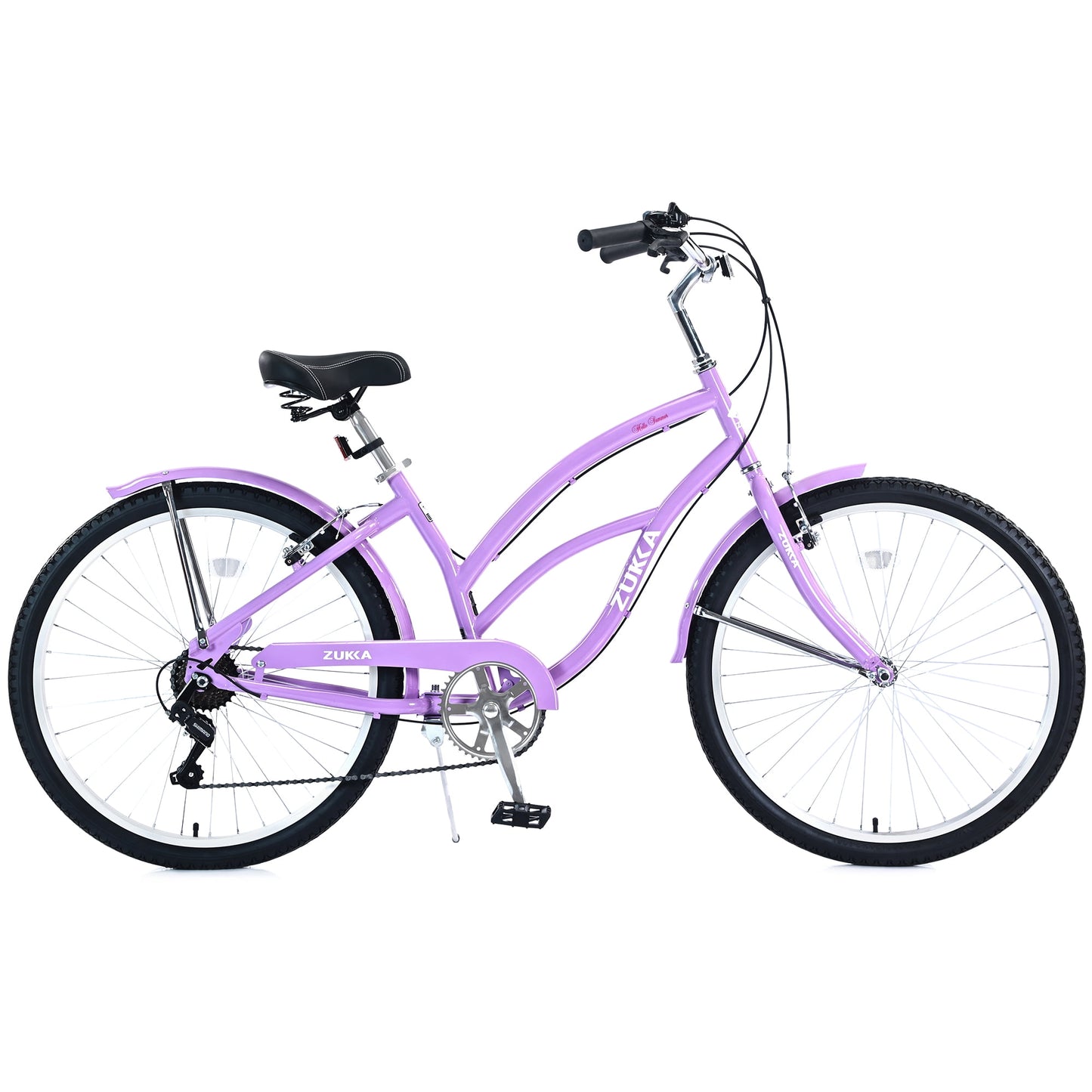 26" Women's Comfort Bike, 7 Speed Steel Frame Cruiser Bike Commuter City Bike for Girls Ladies, Purple