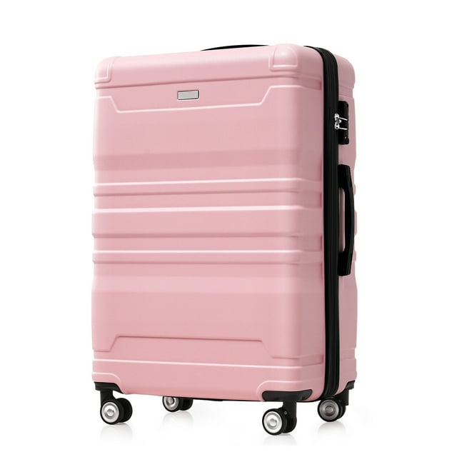 Luggage Sets 3 Piece New Model Expandable ABS Hardshell Luggage Suitcase sets with Spinner Wheels TSA Lock 20''24''28'', Pink