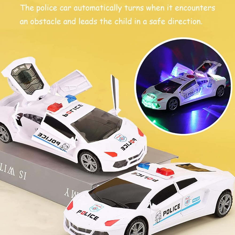 Tyethy Police Car Toys for Boys 3-5, Mini Spinning Car Toy with Music Lights and Siren, Battery Powered Play Vehicle for Kids Gifts