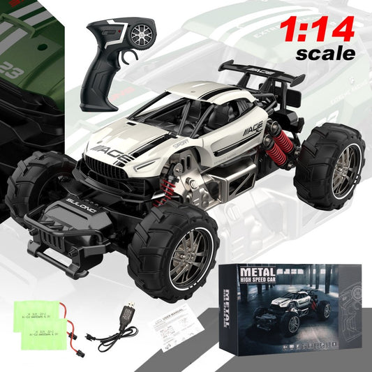 1:14 Scale 4WD Alloy Off-Road Car, 2.4GHz High Speed 20 Km/h All Terrains Electric Toy RC Vehicle Truck with Two Rechargeable Batteries for 8+ Kids