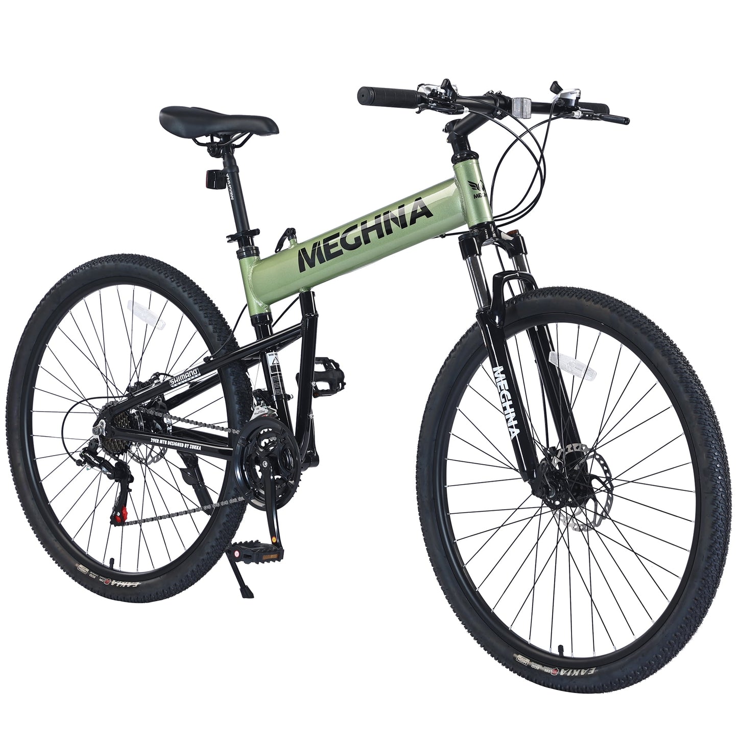 29" Folding Mountain Bike 21 Speeds Adults Bike Aluminium Alloy Frame Men's Bike with Suspension Fork, Yellow