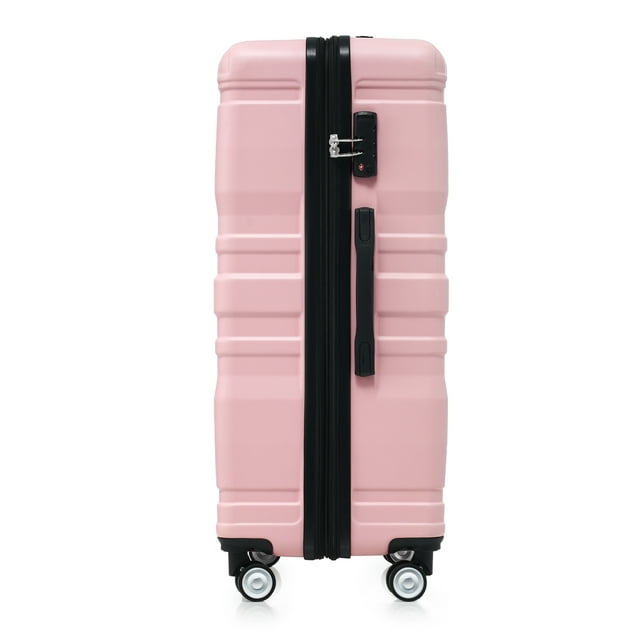 Luggage Sets 3 Piece New Model Expandable ABS Hardshell Luggage Suitcase sets with Spinner Wheels TSA Lock 20''24''28'', Pink