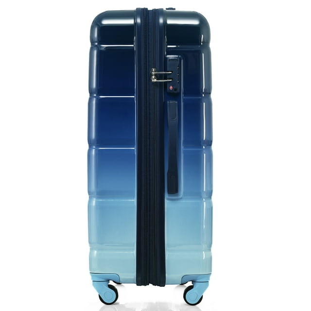 New Luggage Set with Cup Holder and USB Port, 3 Piece Set Hardshell Expandable Luggage Suitcase Sets with TAS Lock Spinner Wheels, Gradient Blue