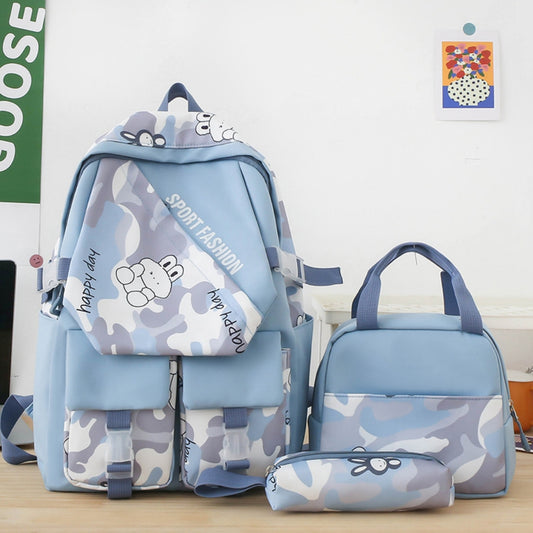 Girls Backpack 17inch Large Capacity School Backpack Set for Teens, Multi-pockets Bookbag Elementary Middle School Bag with Lunch Box and Pencil Bag, Blue