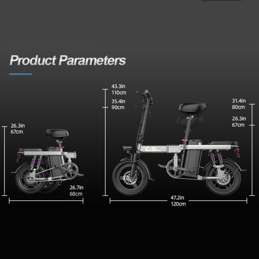 14" Foldable Adult Electric Bike with 48V 15Ah Removable Battery, Electric Bicycle E-bike up to 35 miles for Women, Pink