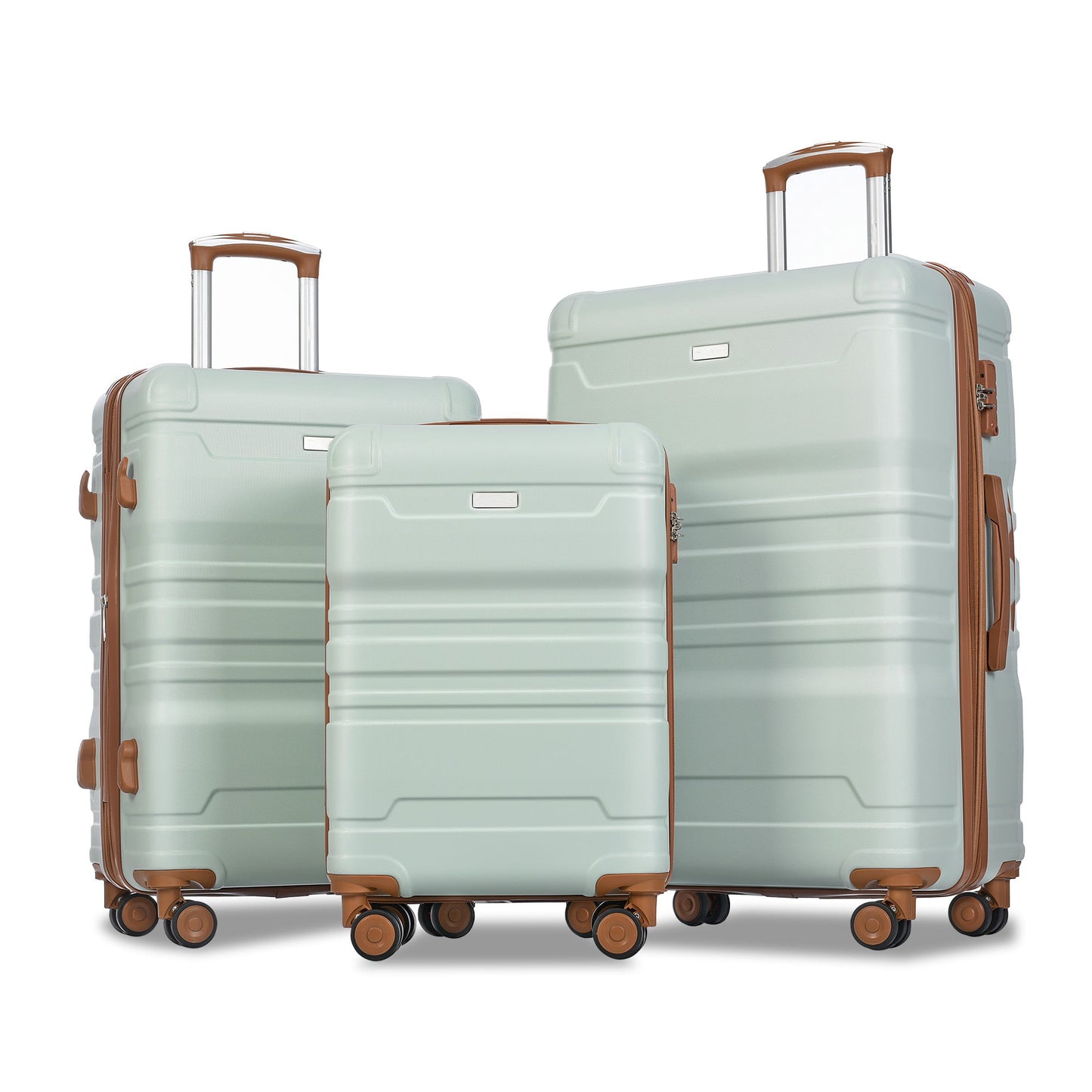 3 Piece Luggage Set Hardside Expandable Suitcase Luggage Set with Spinner Wheels and TSA Lock, 20in24in28in, Gray Green