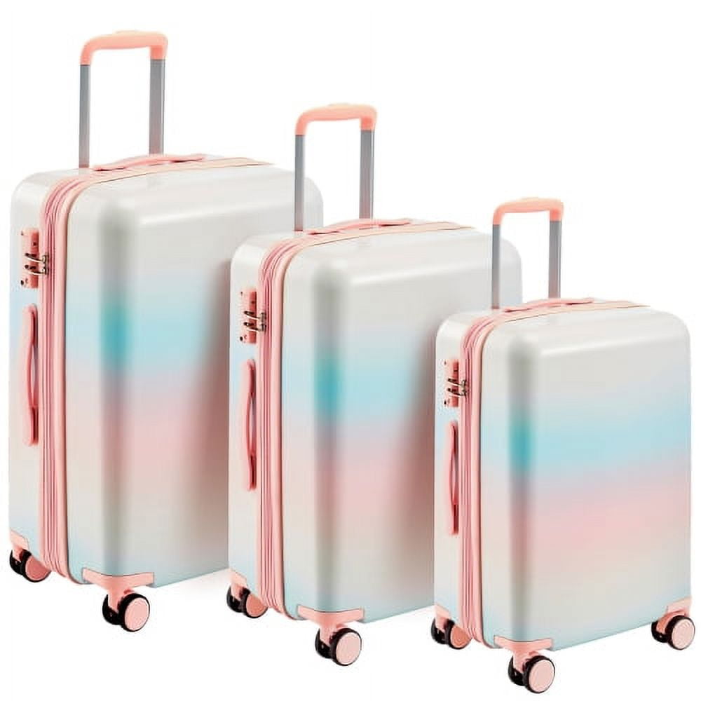 3 Piece Hardshell Luggage Sets with TSA Lock ,double spinner 8 wheels Lightweight Suitcase ,20''24''28''