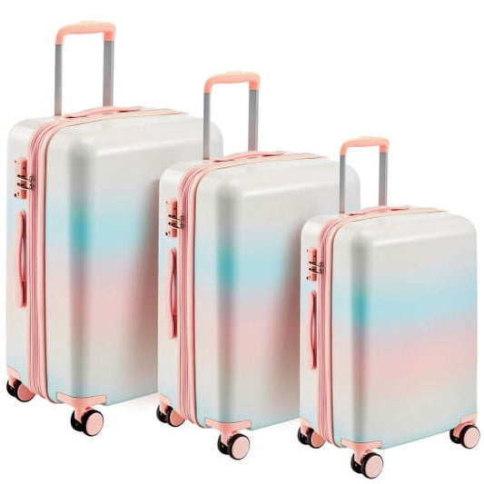 3 Piece Hardshell Luggage Sets with TSA Lock ,double spinner 8 wheels Lightweight Suitcase ,20''24''28''