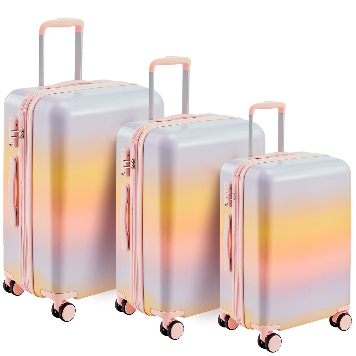 3 Piece Hardshell Luggage Sets with TSA Lock ,double spinner 8 wheels Lightweight Suitcase ,20''24''28''