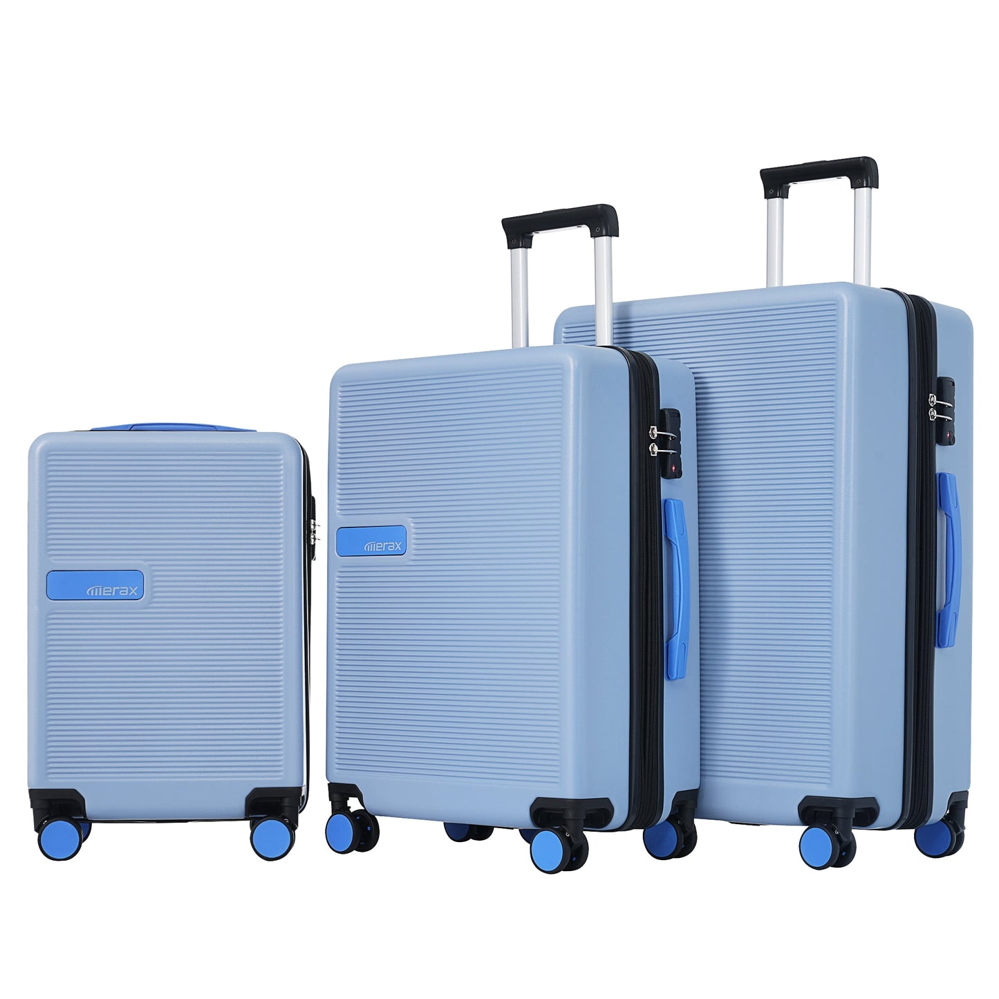 3 Piece Hardside Luggage Set with Spinner, TSA Lock , 20" 24' 28" ,Navy Blue Contrast Color