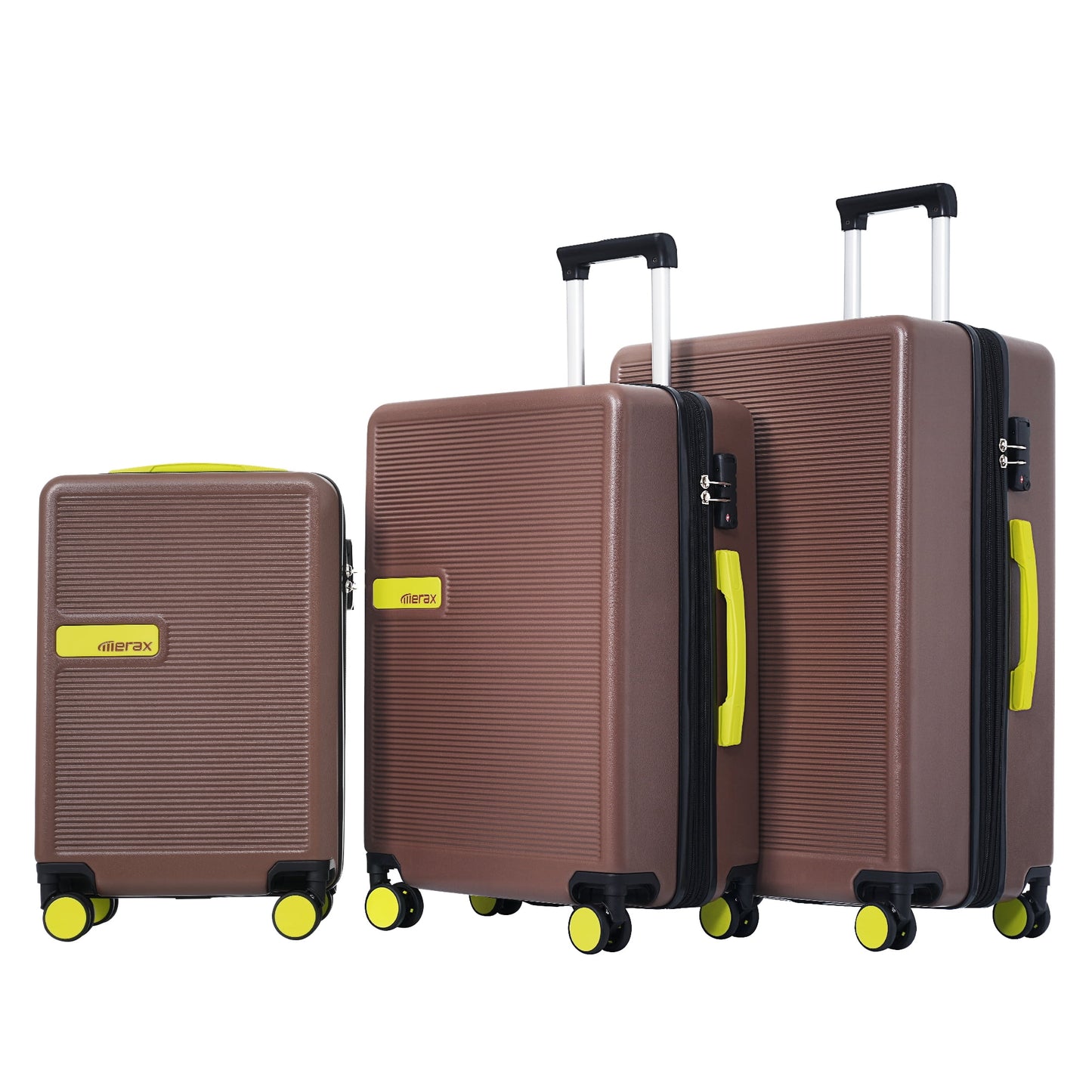 3 Piece Hardside Luggage Set with Spinner, TSA Lock , 20" 24' 28" ,White+Blue Contrast Color