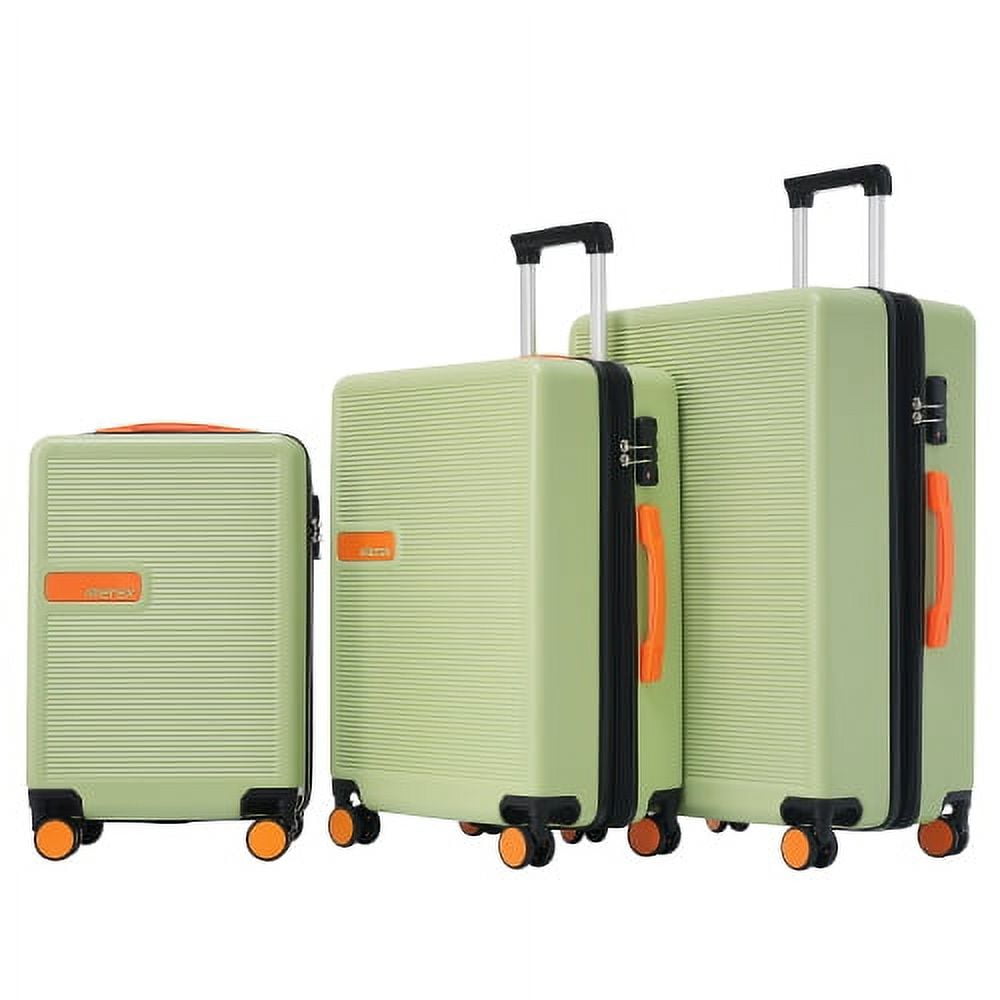 3 Piece Hardside Luggage Set with Spinner, TSA Lock , 20" 24' 28" ,Brown Contrast Color