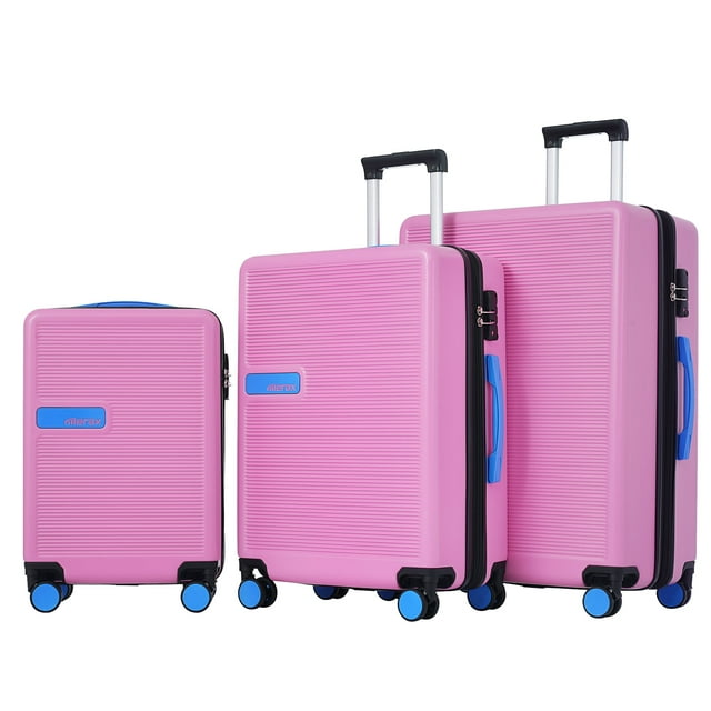 Softside Luggage Expandable 3 Piece Set Suitcase Upright Spinner Softshell Lightweight Luggage Travel Set, Red