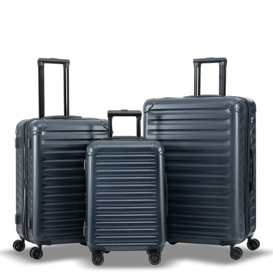 3 Piece Luggage Sets, Hard Shell Luggage Suitcase Set with Spinner Wheels and TSA Lock, Carry-on Checked Luggage Set for Travel Trips Business, 22in, 24in, 28in, Black