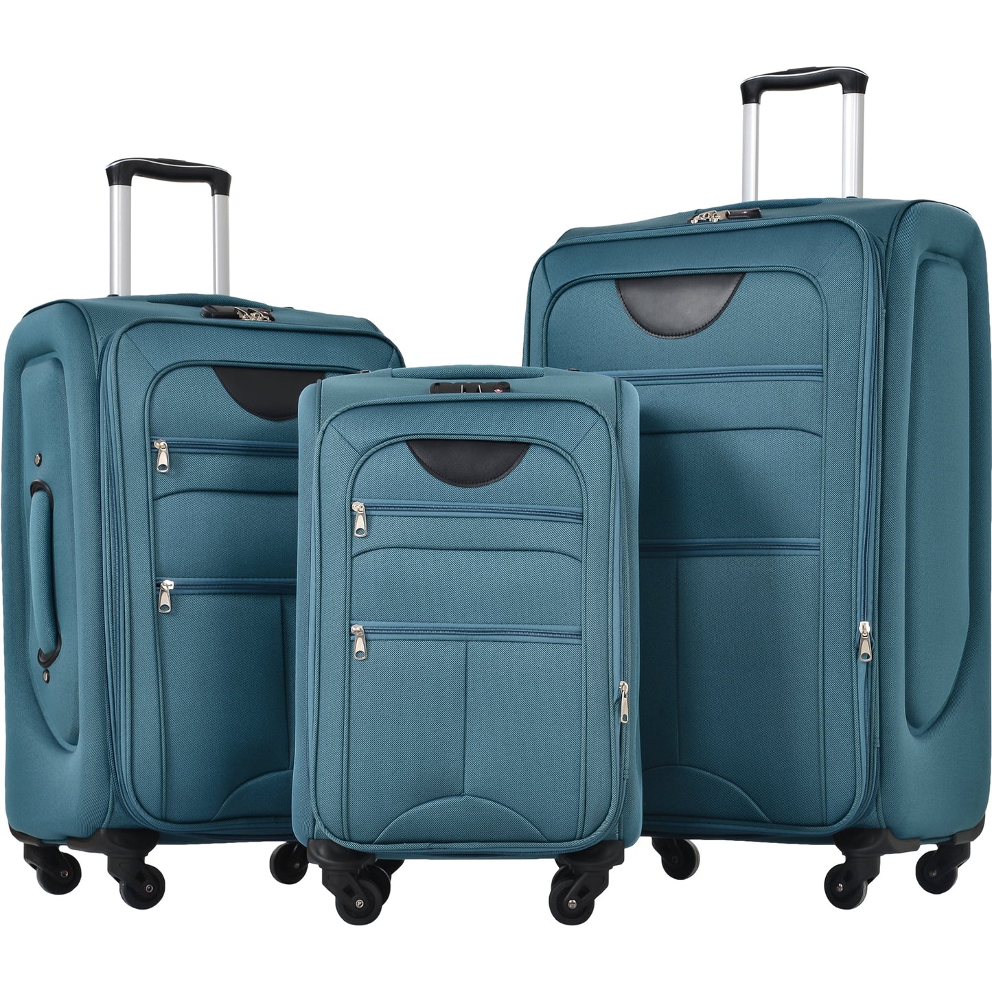 3 Piece Luggage Sets, Softside TSA Lock Luggage Spinner Wheels Clearance Luggage Suitcase Set, Lake Blue