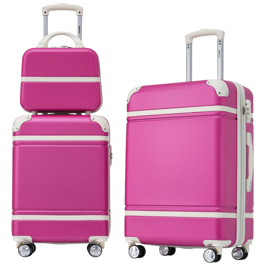 3 Pieces Hardshell Luggage Sets, Lightweight Luggages and Cosmetic Case with Spinner, TSA Lock ,20"+24"