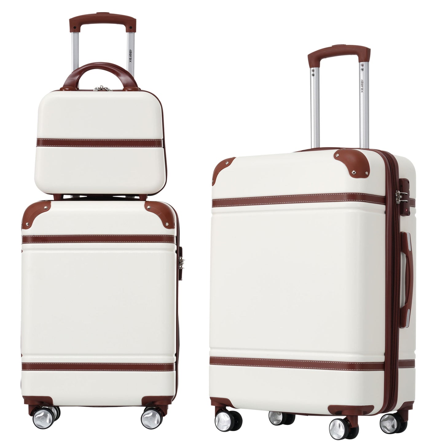 3 Pieces Hardshell Luggage Sets, Lightweight Luggages and Cosmetic Case with Spinner, TSA Lock ,20"+24"
