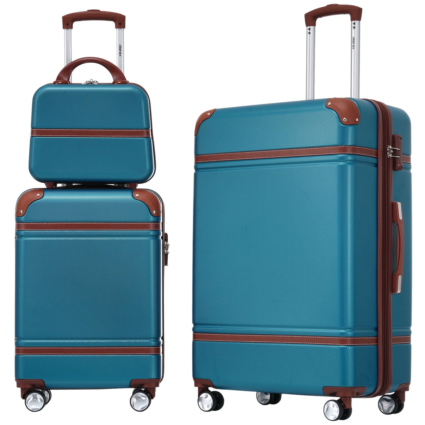 3 Pieces Hardshell Luggage Sets, Lightweight Luggages and Cosmetic Case with Spinner, TSA Lock ,20"+28"