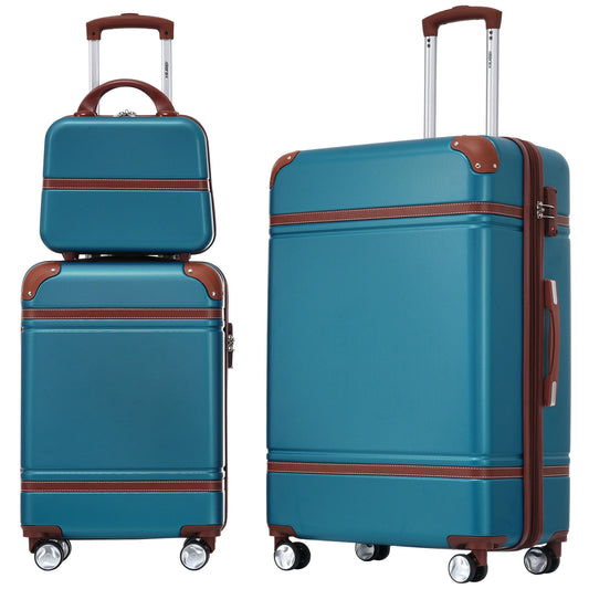 3 Pieces Hardshell Luggage Sets, Lightweight Luggages and Cosmetic Case with Spinner, TSA Lock ,20"+28"