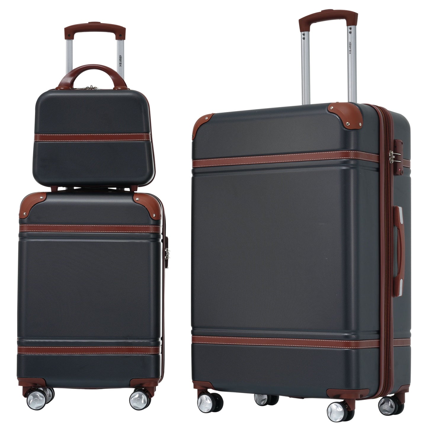 3 Pieces Hardshell Luggage Sets, Lightweight Luggages and Cosmetic Case with Spinner, TSA Lock ,20"+28"