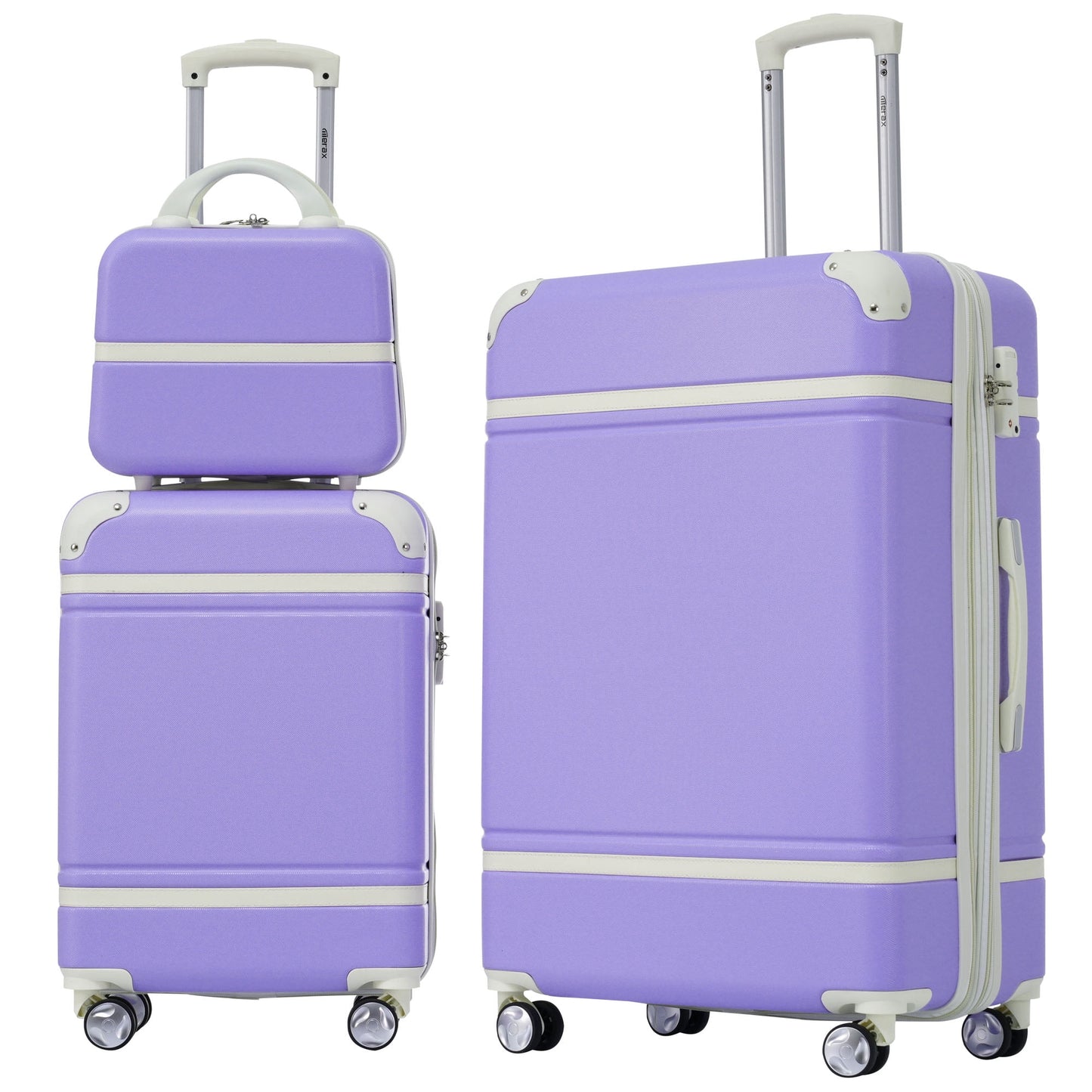 3 Pieces Hardshell Luggage Sets, Lightweight Luggages and Cosmetic Case with Spinner, TSA Lock ,20"+28"