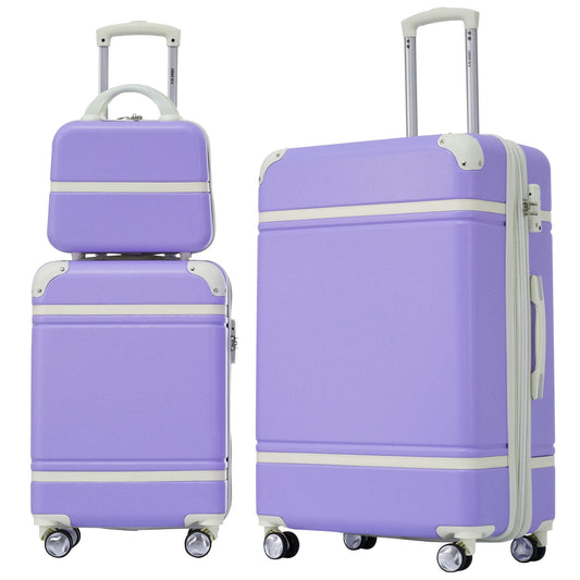 3 Pieces Hardshell Luggage Sets, Lightweight Luggages and Cosmetic Case with Spinner, TSA Lock ,20"+28"