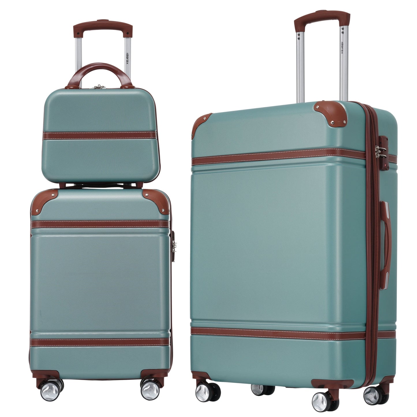3 Pieces Hardshell Luggage Sets, Lightweight Luggages and Cosmetic Case with Spinner, TSA Lock ,20"+28"