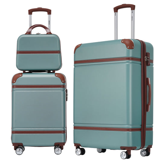 3 Pieces Hardshell Luggage Sets, Lightweight Luggages and Cosmetic Case with Spinner, TSA Lock ,20"+28"