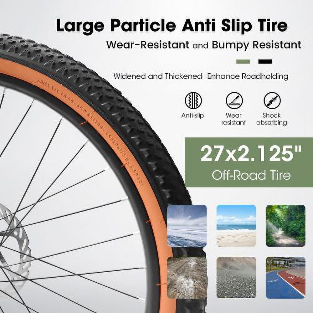 27.5 inch Mountain Bike, 21-Speed Mens City Mountain Bike, High Carbon steel Frame Disc Brakes Bicycles, Green