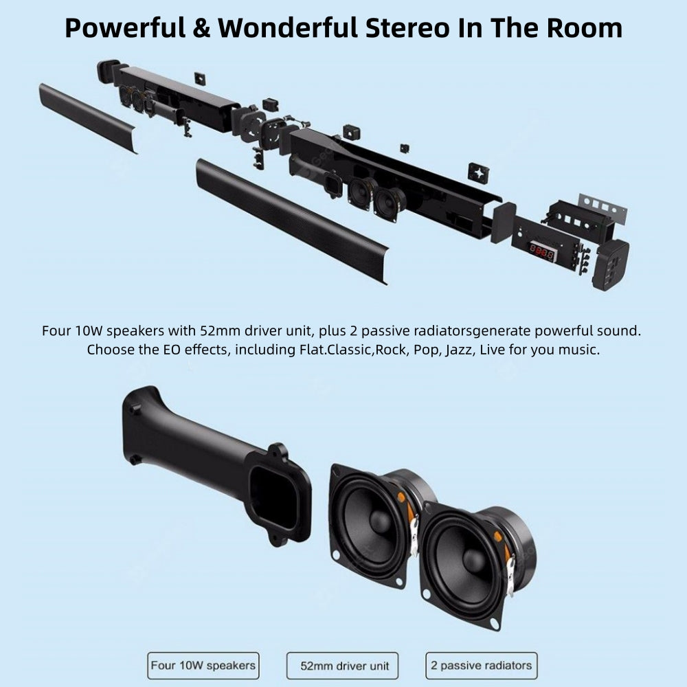 Tyethy Sound Bar for TV 120W Wireless Bluetooth 5.0 Soundbars 3D Surround Sound System Home Theater Speaker Split Soundbar