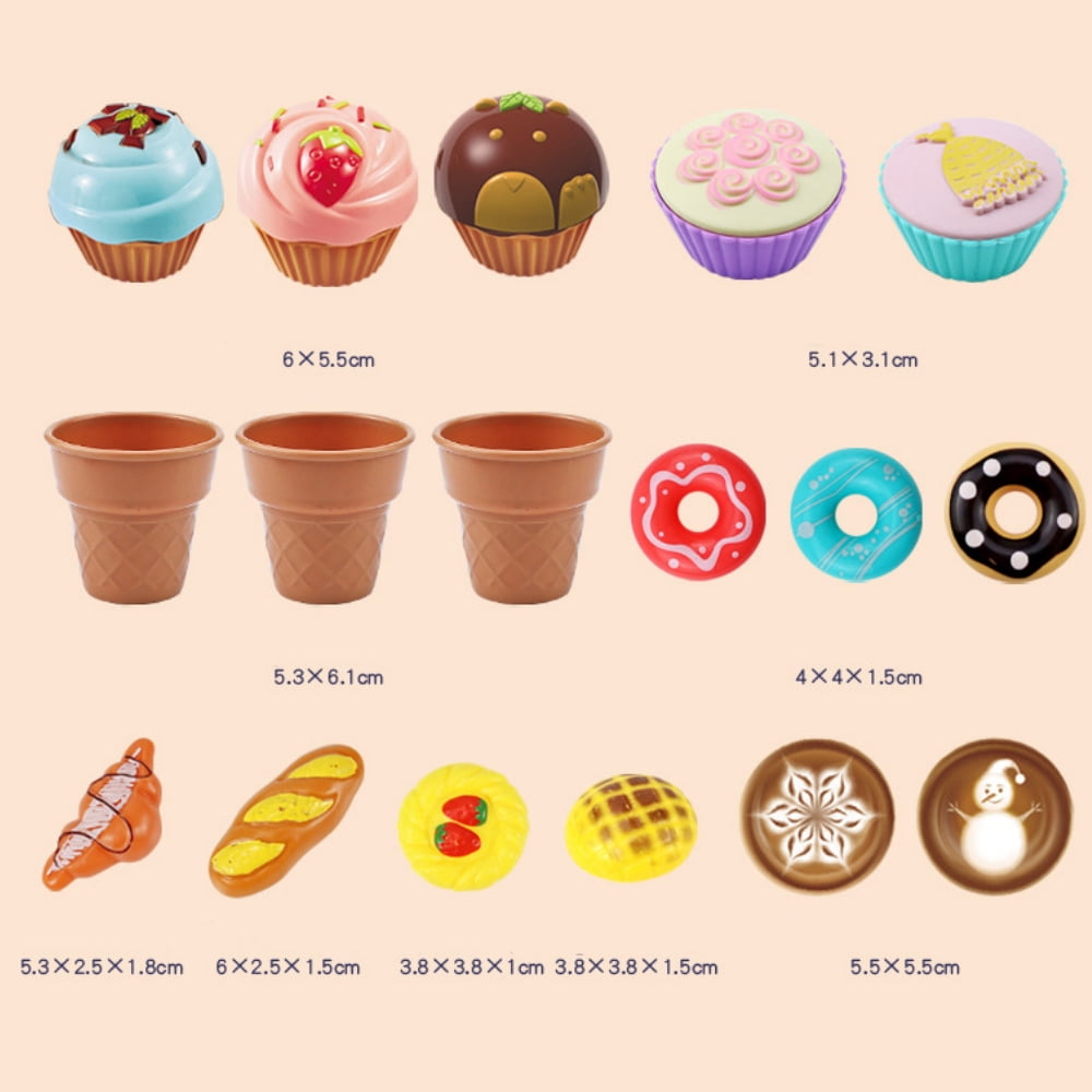 Ice Cream Toy, Pretend Play Cooking and Baking Toys, Sweet Treats Ice Cream and Donut Food Toys, 38 Pieces, Pretend Play Food Decorating Kit for Ages 4+ Kids