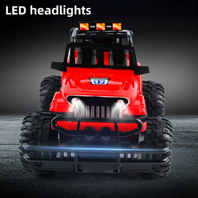 RC Stunt Cars for Kids, All Terrain off-Road Remote Control Truck with LED Lights for Boys Toys Age 3-12, RC Toy Race Car Gifts, Red