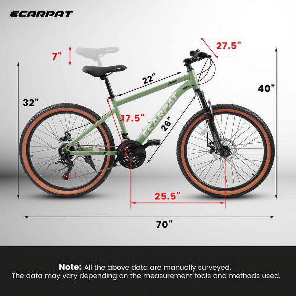 27.5 inch Mountain Bike, 21-Speed Mens City Mountain Bike, High Carbon steel Frame Disc Brakes Bicycles, Green