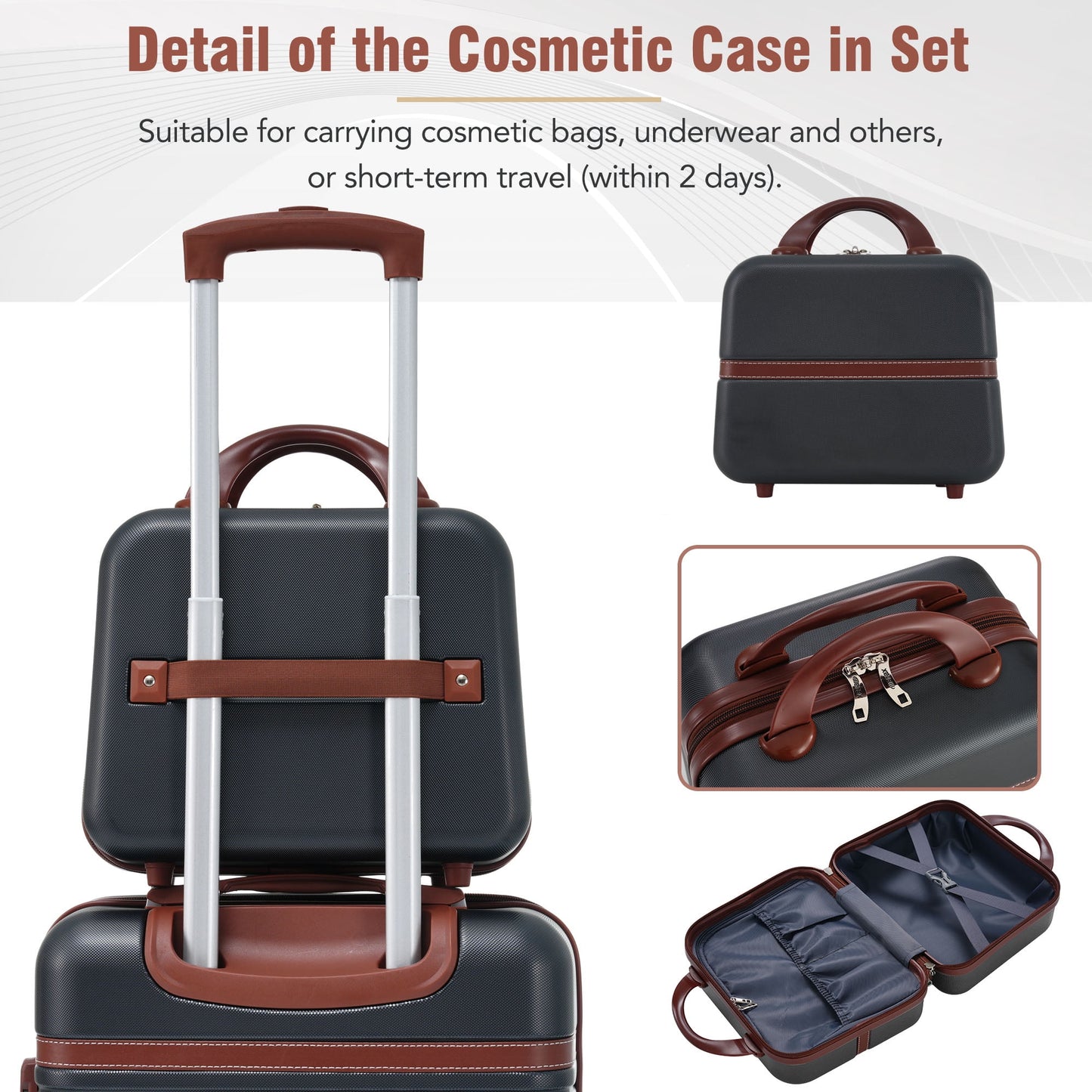 3 Pieces Hardshell Luggage Sets, Lightweight Luggages and Cosmetic Case with Spinner, TSA Lock ,20"+28"