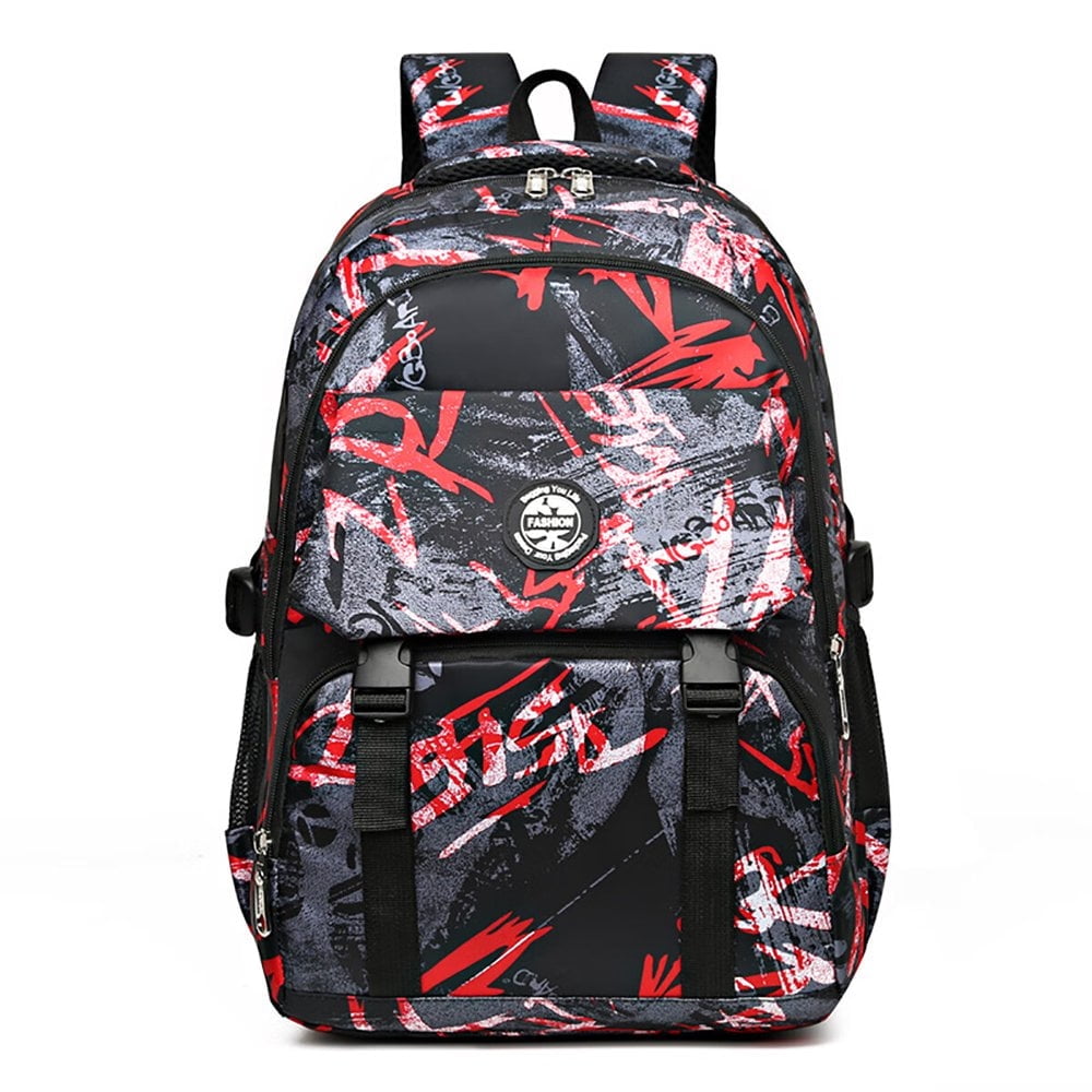 School Backpack School Bag for Kids, Lightweight Large Bookbag with Laptop Bag for Boys Girls, Red
