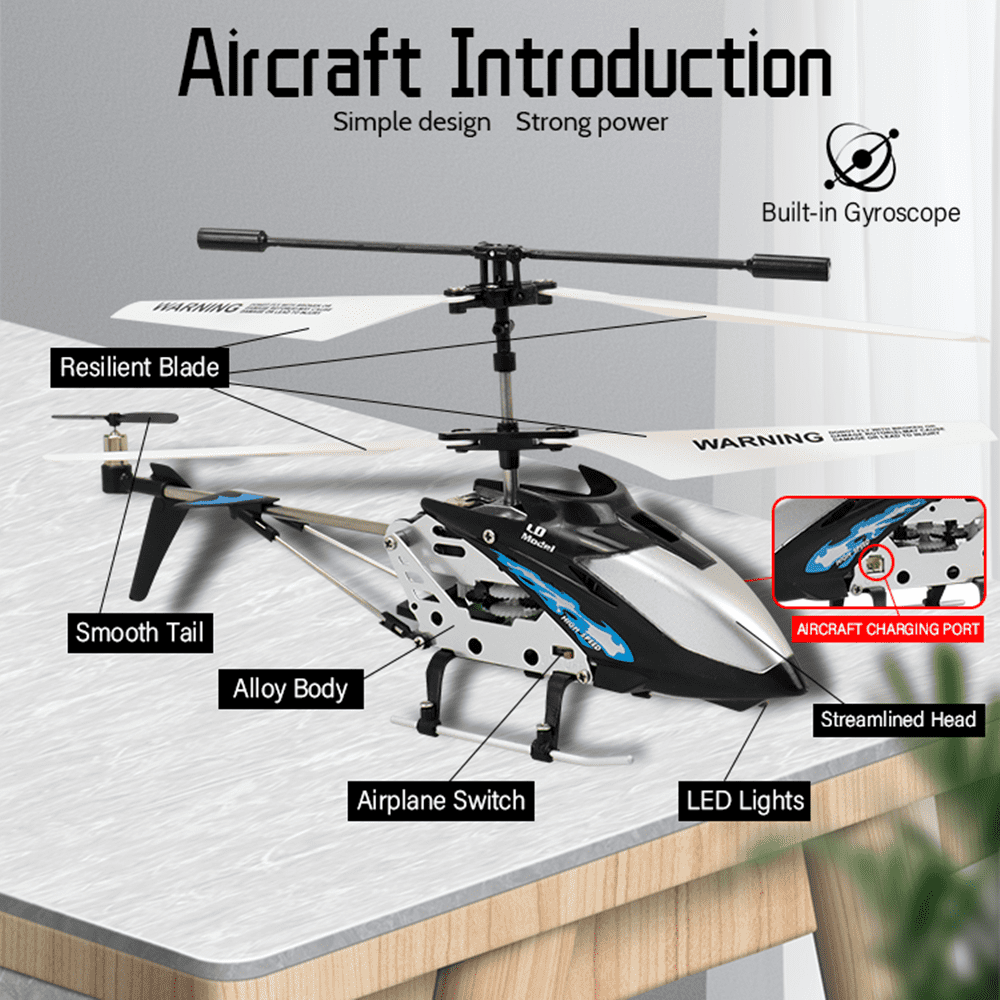 Remote Control Helicopter 2.4GHz RC Helicopters with lights for Kids Beginners, 3.5 CH Aircraft Indoor Flying Toy for Boys and Girls, Yellow